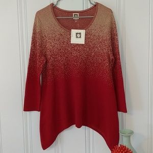 Anne Klein Metallic Sharkbite Sweater